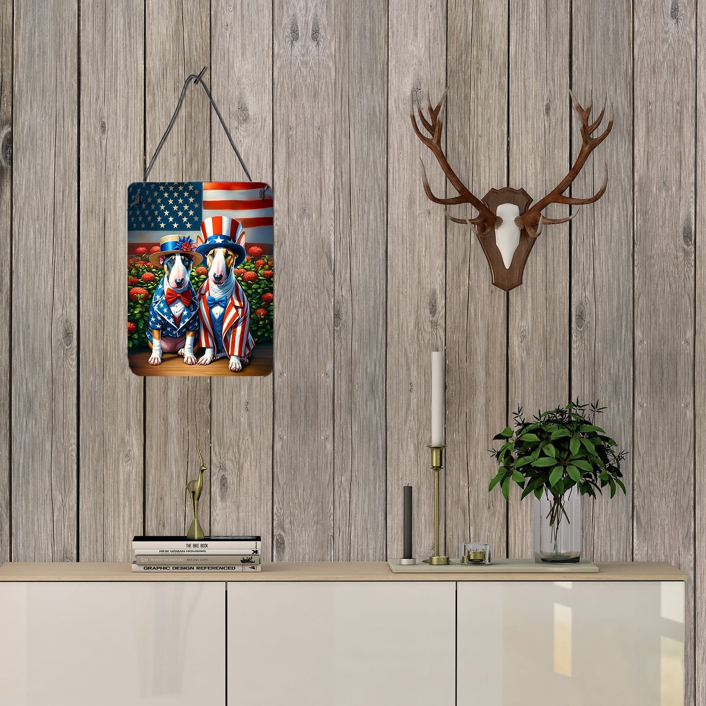NEW All American English Bull Terrier Wall or Door Hanging Prints Aluminum Metal Sign Kitchen Wall Bar Bathroom Plaque Home Decor Front Door Plaque, 12x16, Multicolor