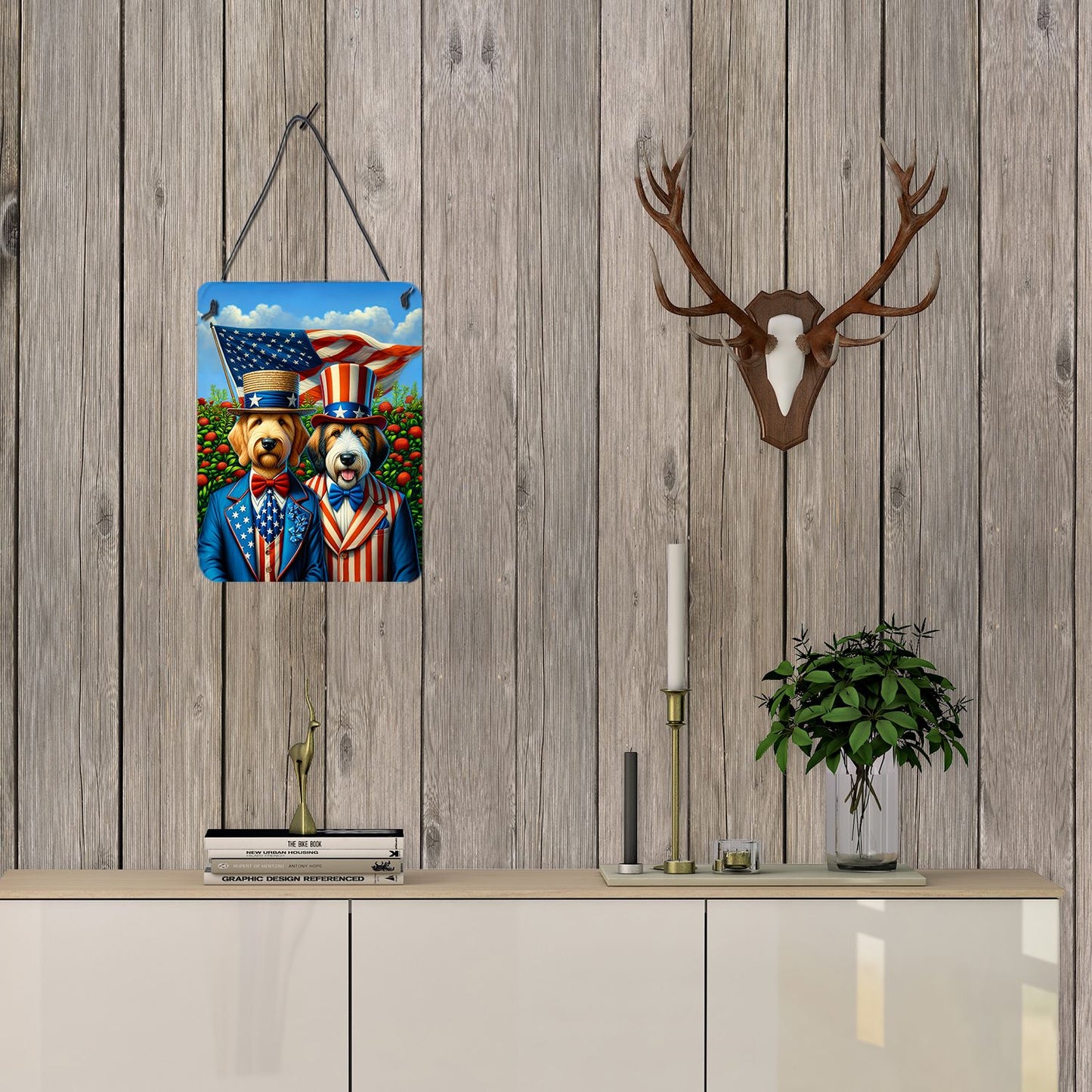 NEW All American Otterhound Wall or Door Hanging Prints Aluminum Metal Sign Kitchen Wall Bar Bathroom Plaque Home Decor Front Door Plaque, 12x16, Multicolor