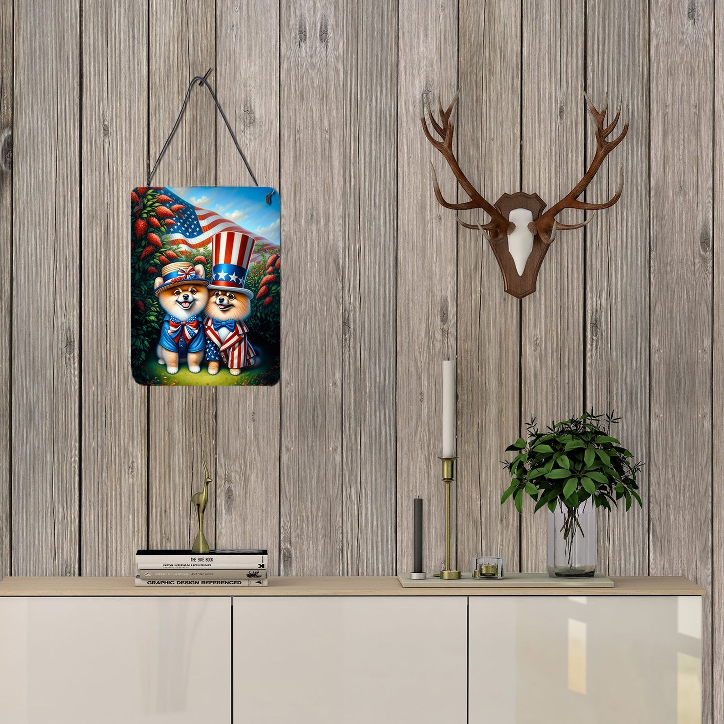 NEW All American Pomeranian Wall or Door Hanging Prints Aluminum Metal Sign Kitchen Wall Bar Bathroom Plaque Home Decor Front Door Plaque, 12x16, Multicolor