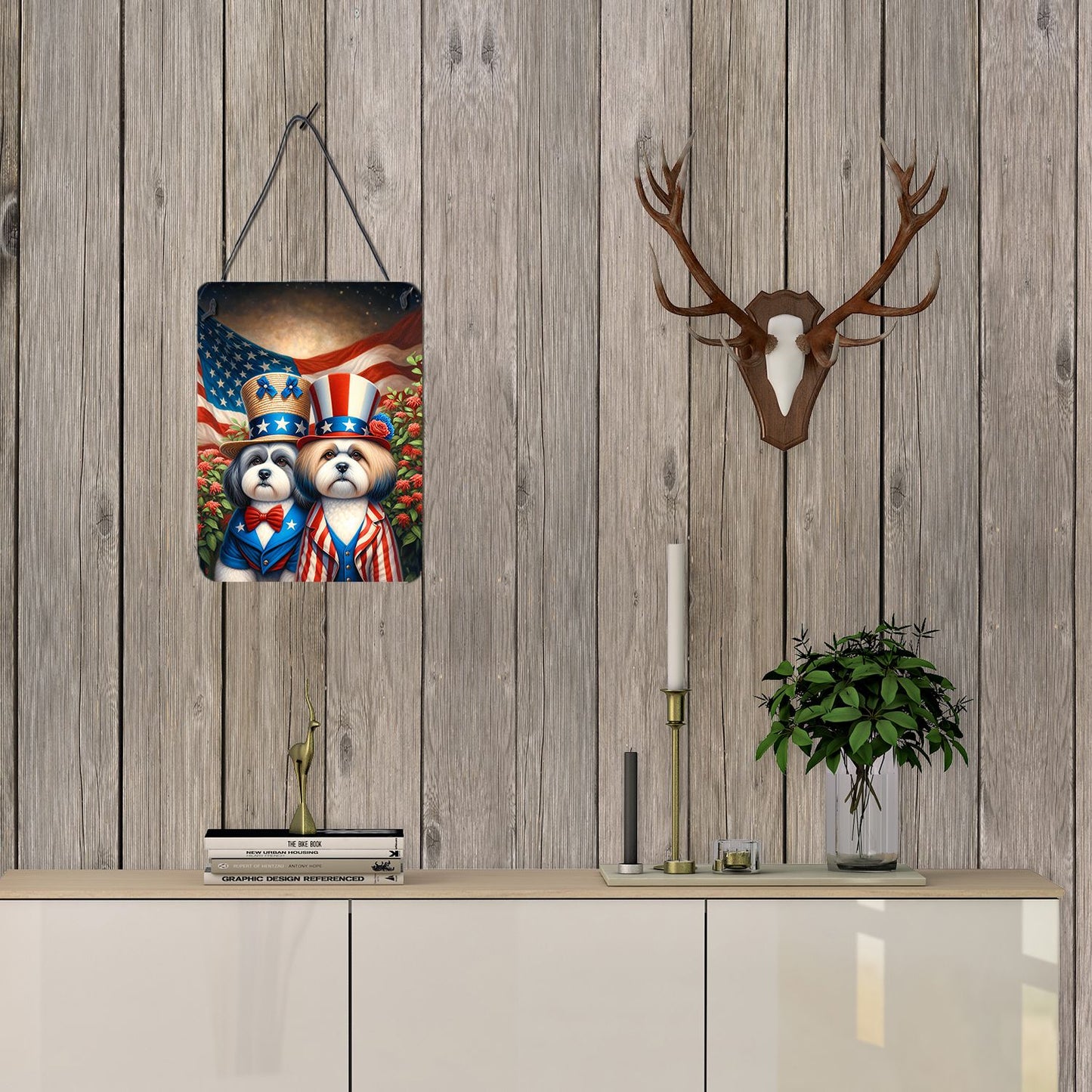 NEW All American Lhasa Apso Wall or Door Hanging Prints Aluminum Metal Sign Kitchen Wall Bar Bathroom Plaque Home Decor Front Door Plaque, 12x16, Multicolor