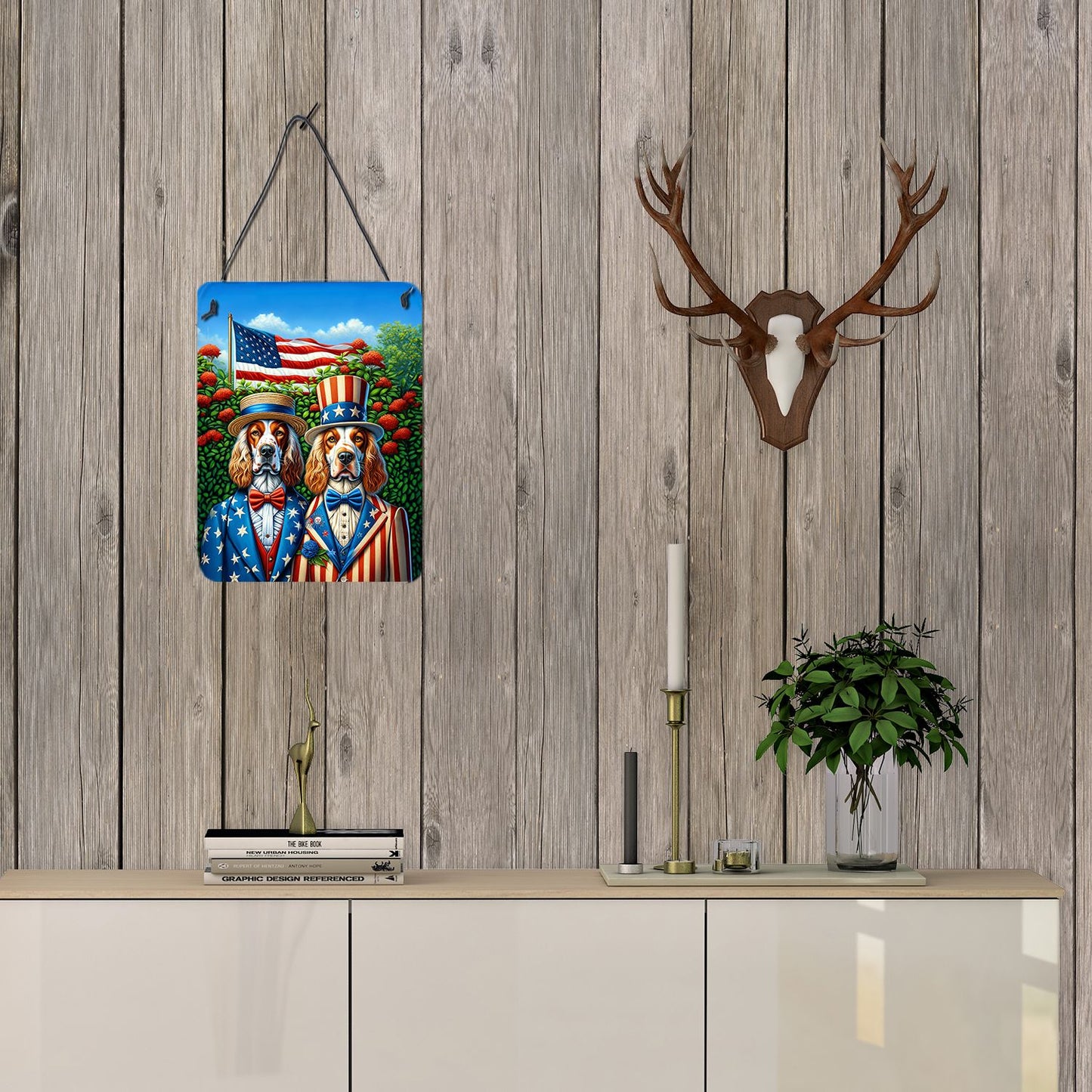 NEW All American English Setter Wall or Door Hanging Prints Aluminum Metal Sign Kitchen Wall Bar Bathroom Plaque Home Decor Front Door Plaque, 12x16, Multicolor