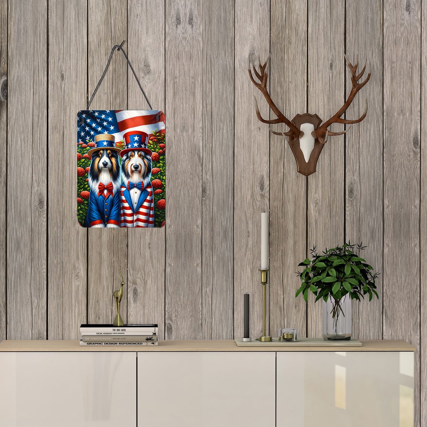 NEW All American Bearded Collie Wall or Door Hanging Prints Aluminum Metal Sign Kitchen Wall Bar Bathroom Plaque Home Decor Front Door Plaque, 12x16, Multicolor
