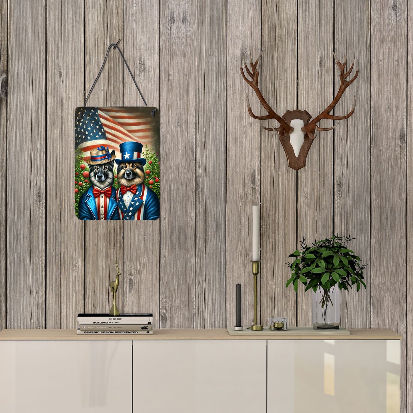 NEW All American Norwegian Elkhound Wall or Door Hanging Prints Aluminum Metal Sign Kitchen Wall Bar Bathroom Plaque Home Decor Front Door Plaque, 12x16, Multicolor