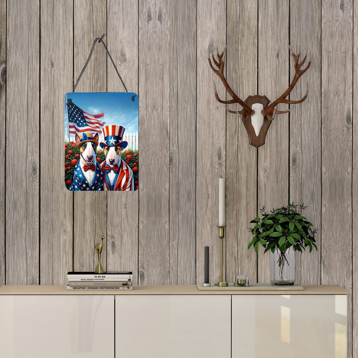 NEW All American English Bull Terrier Wall or Door Hanging Prints Aluminum Metal Sign Kitchen Wall Bar Bathroom Plaque Home Decor Front Door Plaque, 12x16, Multicolor