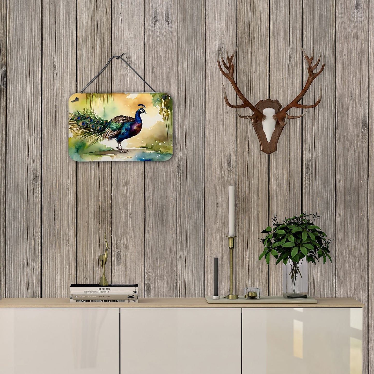 NEW Peacock Wall or Door Hanging Prints Aluminum Metal Sign Kitchen Wall Bar Bathroom Plaque Home Decor, 8HX12W, Multicolor