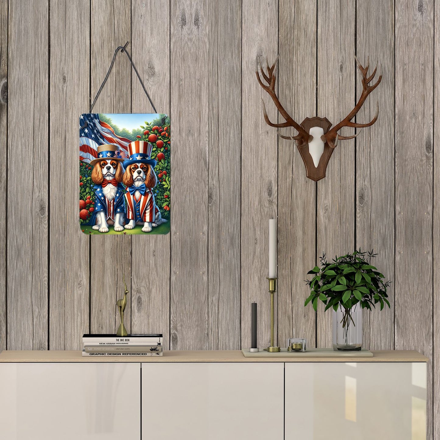 NEW All American Cavalier Spaniel Wall or Door Hanging Prints Aluminum Metal Sign Kitchen Wall Bar Bathroom Plaque Home Decor Front Door Plaque, 12x16, Multicolor