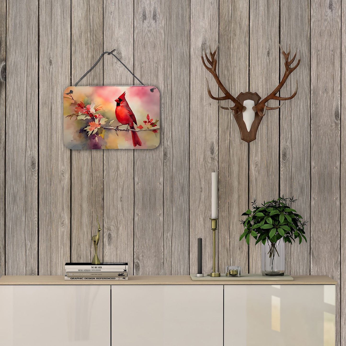 NEW Cardinal Wall or Door Hanging Prints Aluminum Metal Sign Kitchen Wall Bar Bathroom Plaque Home Decor, 8HX12W, Multicolor