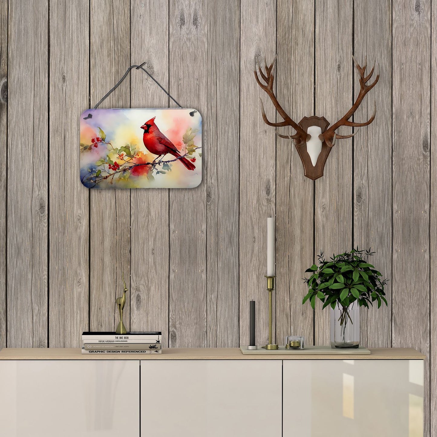 NEW Cardinal Wall or Door Hanging Prints Aluminum Metal Sign Kitchen Wall Bar Bathroom Plaque Home Decor, 8HX12W, Multicolor