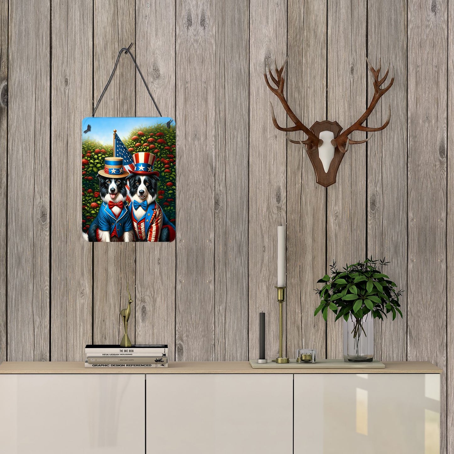 NEW All American Border Collie Wall or Door Hanging Prints Aluminum Metal Sign Kitchen Wall Bar Bathroom Plaque Home Decor Front Door Plaque, 12x16, Multicolor