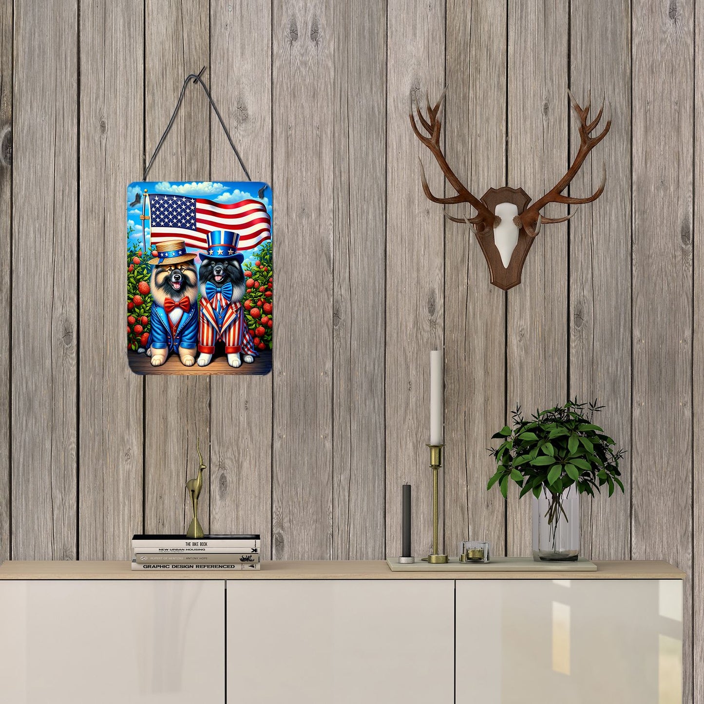 NEW All American Keeshond Wall or Door Hanging Prints Aluminum Metal Sign Kitchen Wall Bar Bathroom Plaque Home Decor Front Door Plaque, 12x16, Multicolor