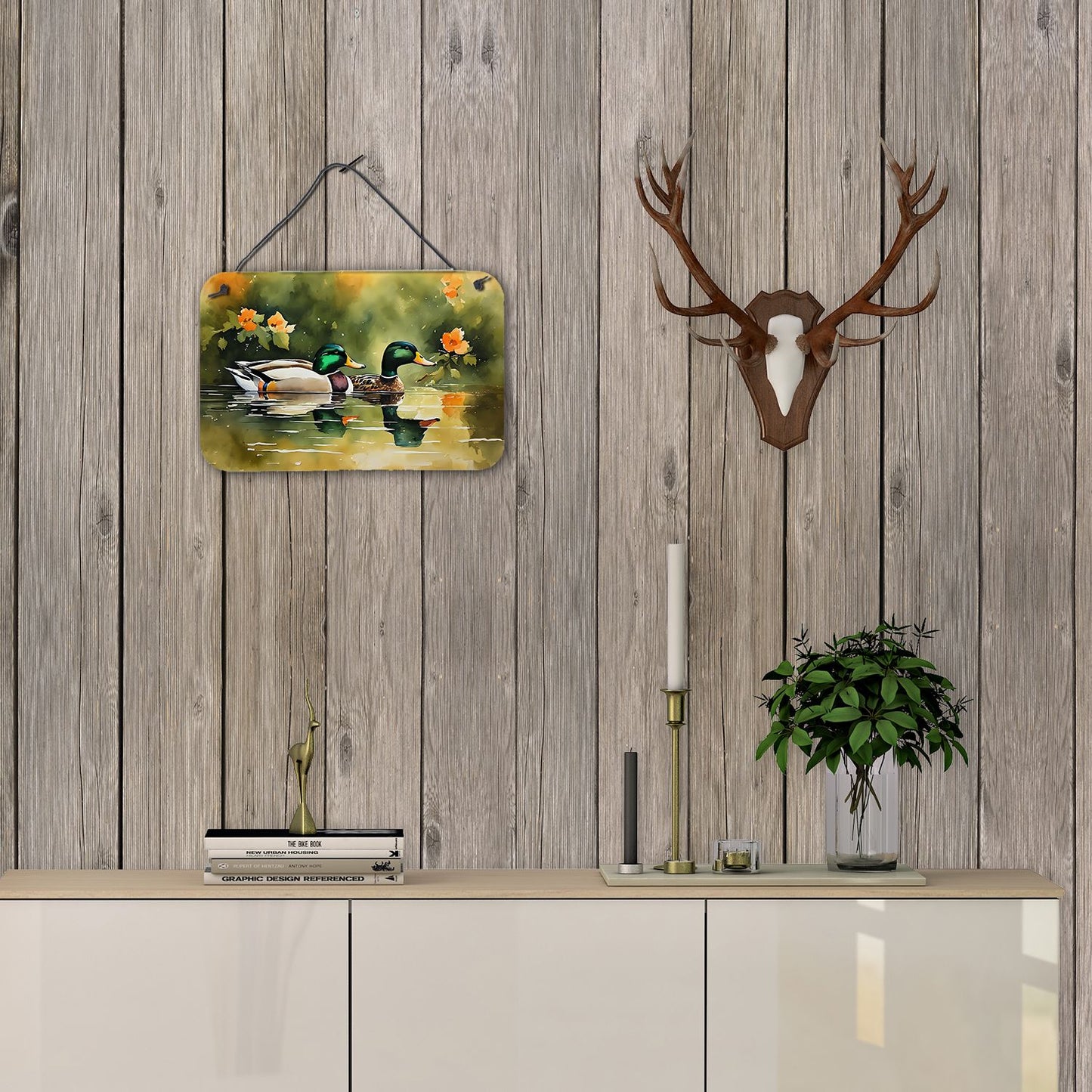 NEW Mallard Wall or Door Hanging Prints Aluminum Metal Sign Kitchen Wall Bar Bathroom Plaque Home Decor, 8HX12W, Multicolor