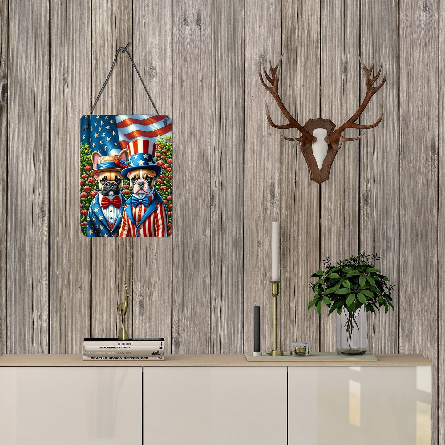 NEW All American French Bulldog Wall or Door Hanging Prints Aluminum Metal Sign Kitchen Wall Bar Bathroom Plaque Home Decor Front Door Plaque, 12x16, Multicolor