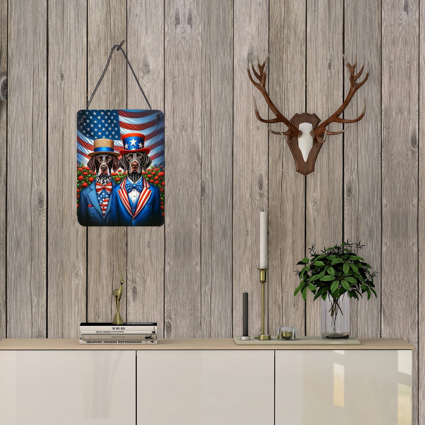 NEW All American German Shorthaired Pointer Wall or Door Hanging Prints Aluminum Metal Sign Kitchen Wall Bar Bathroom Plaque Home Decor Front Door Plaque, 12x16, Multicolor