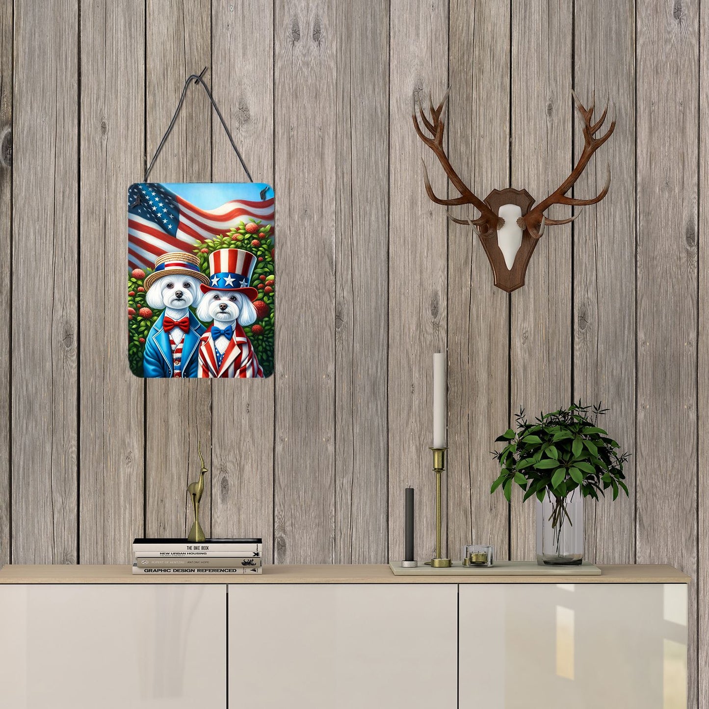 NEW All American Maltese Wall or Door Hanging Prints Aluminum Metal Sign Kitchen Wall Bar Bathroom Plaque Home Decor Front Door Plaque, 12x16, Multicolor