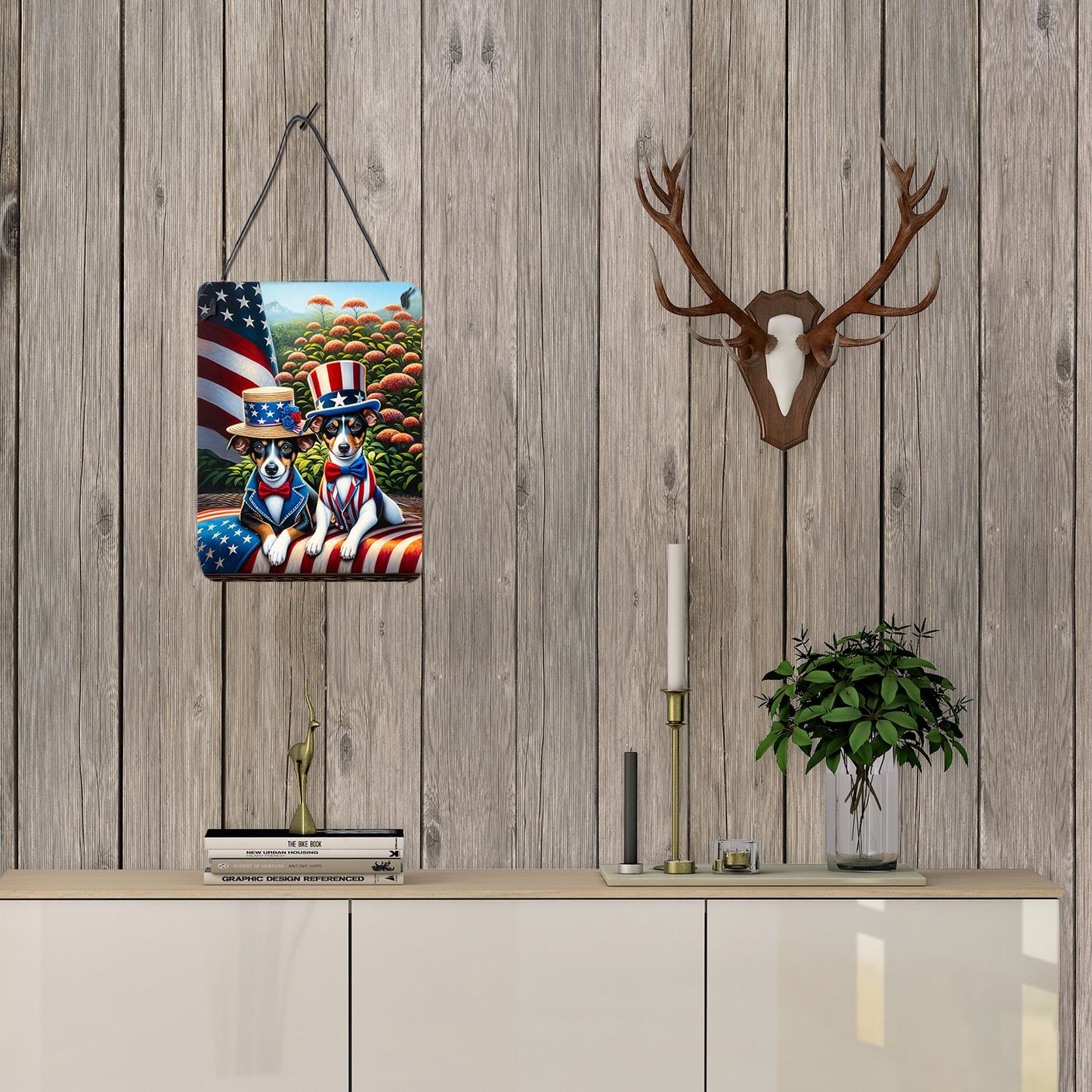 NEW All American Rat Terrier Wall or Door Hanging Prints Aluminum Metal Sign Kitchen Wall Bar Bathroom Plaque Home Decor Front Door Plaque, 12x16, Multicolor