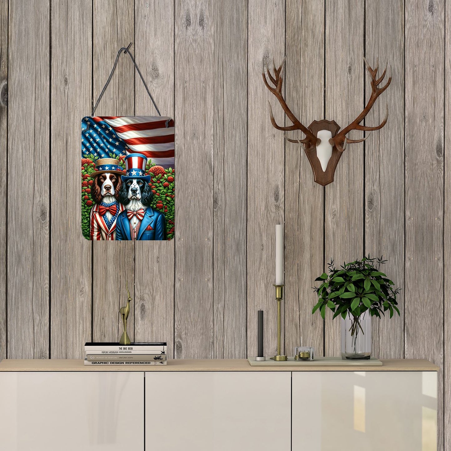 NEW All American English Springer Spaniel Wall or Door Hanging Prints Aluminum Metal Sign Kitchen Wall Bar Bathroom Plaque Home Decor Front Door Plaque, 12x16, Multicolor