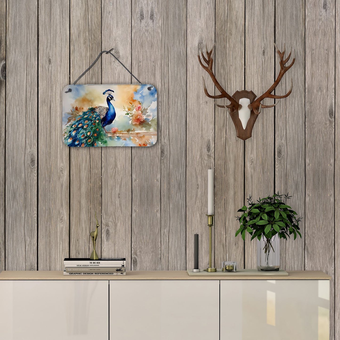 NEW Peacock Wall or Door Hanging Prints Aluminum Metal Sign Kitchen Wall Bar Bathroom Plaque Home Decor, 8HX12W, Multicolor