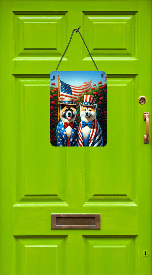 NEW All American Akita Wall or Door Hanging Prints Aluminum Metal Sign Kitchen Wall Bar Bathroom Plaque Home Decor Front Door Plaque, 12x16, Multicolor