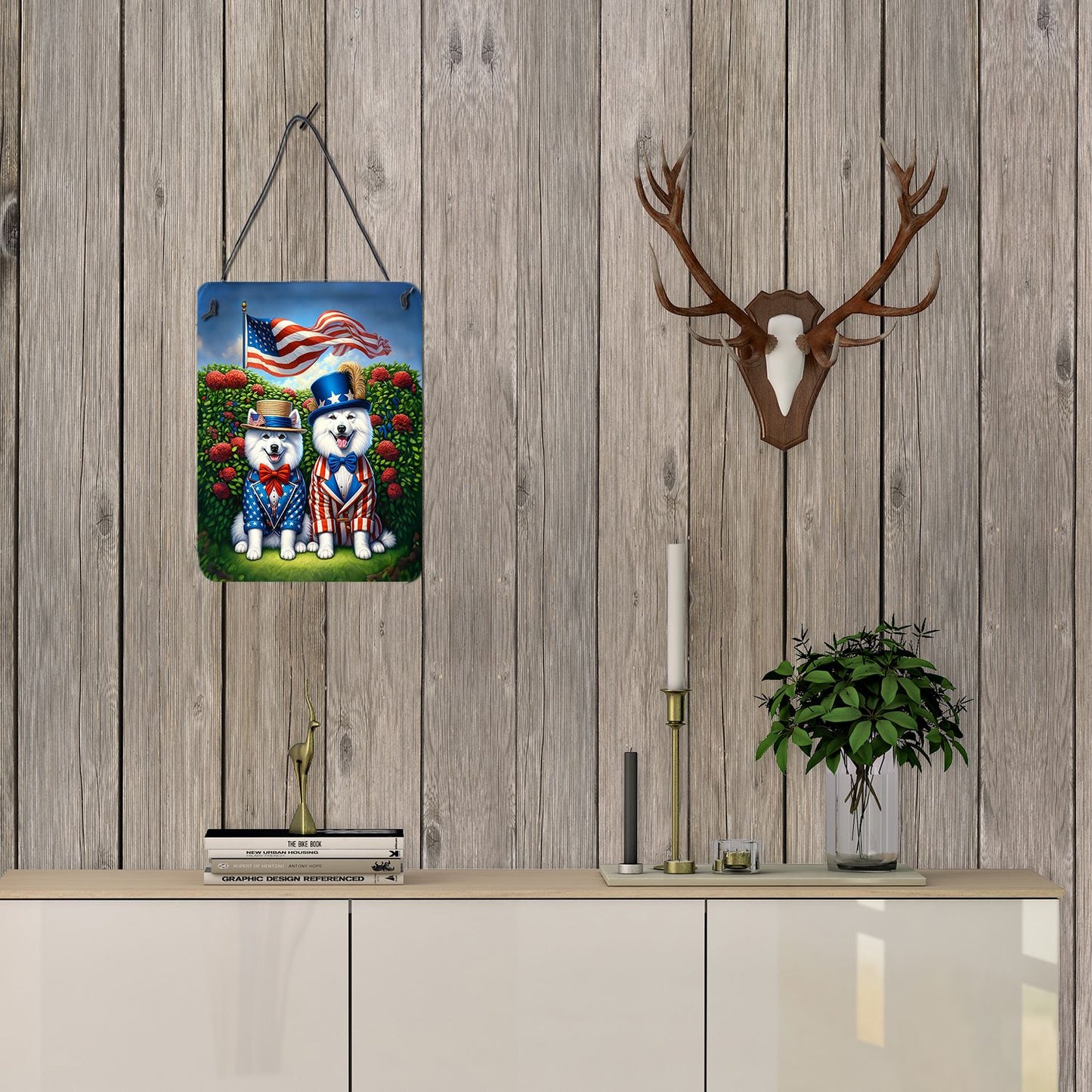 NEW All American American Eskimo Wall or Door Hanging Prints Aluminum Metal Sign Kitchen Wall Bar Bathroom Plaque Home Decor Front Door Plaque, 12x16, Multicolor