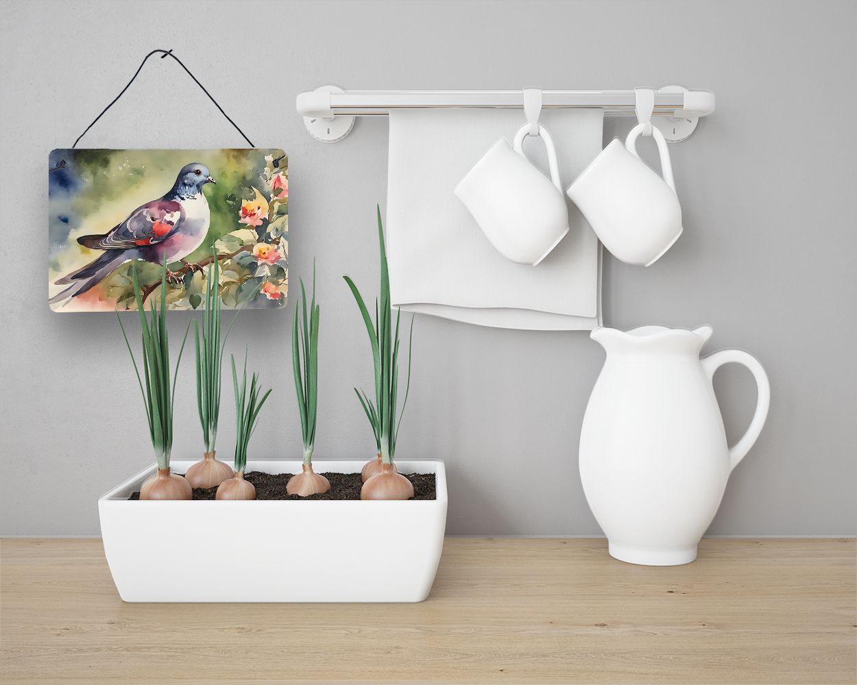 NEW Pigeon Wall or Door Hanging Prints Aluminum Metal Sign Kitchen Wall Bar Bathroom Plaque Home Decor, 8HX12W, Multicolor