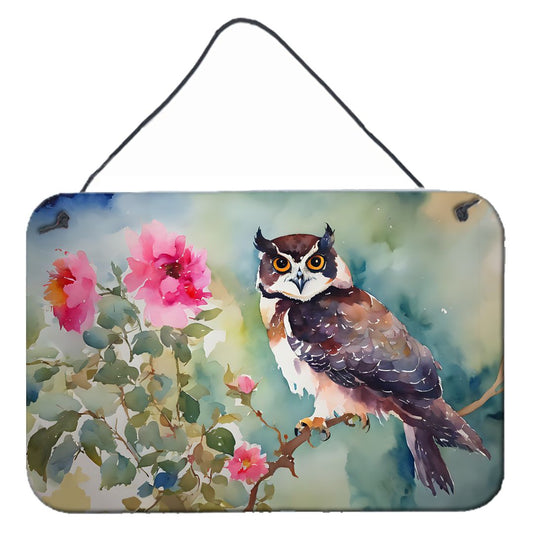 NEW Spectacled Owl Wall or Door Hanging Prints Aluminum Metal Sign Kitchen Wall Bar Bathroom Plaque Home Decor, 8HX12W, Multicolor