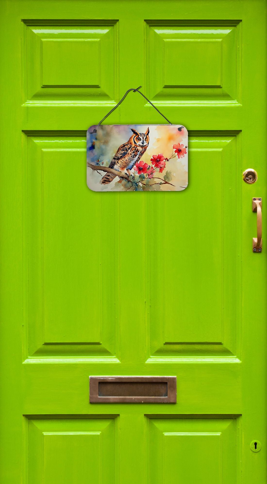 NEW Long-Eared Owl Wall or Door Hanging Prints Aluminum Metal Sign Kitchen Wall Bar Bathroom Plaque Home Decor, 8HX12W, Multicolor