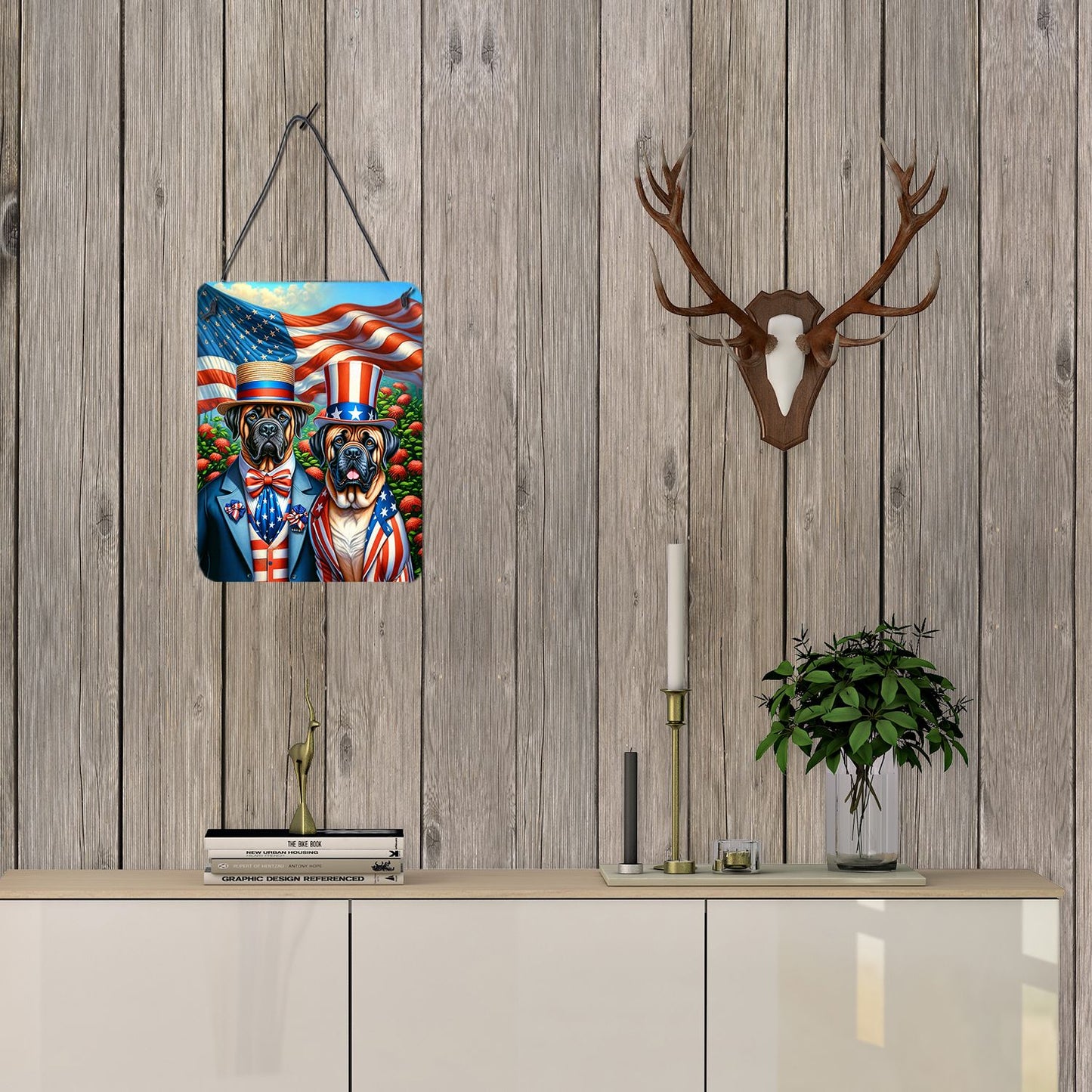 NEW All American Mastiff Wall or Door Hanging Prints Aluminum Metal Sign Kitchen Wall Bar Bathroom Plaque Home Decor Front Door Plaque, 12x16, Multicolor