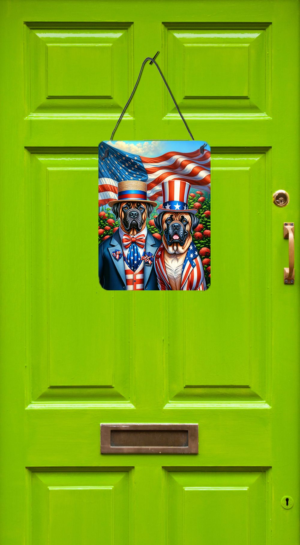 NEW All American Mastiff Wall or Door Hanging Prints Aluminum Metal Sign Kitchen Wall Bar Bathroom Plaque Home Decor Front Door Plaque, 12x16, Multicolor