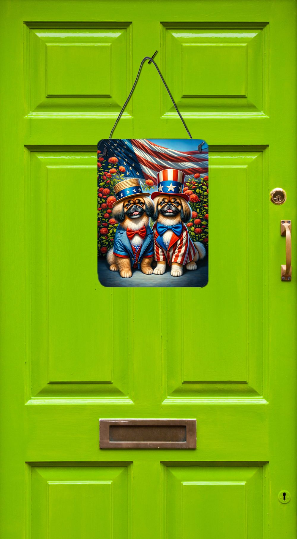 NEW All American Pekingese Wall or Door Hanging Prints Aluminum Metal Sign Kitchen Wall Bar Bathroom Plaque Home Decor Front Door Plaque, 12x16, Multicolor