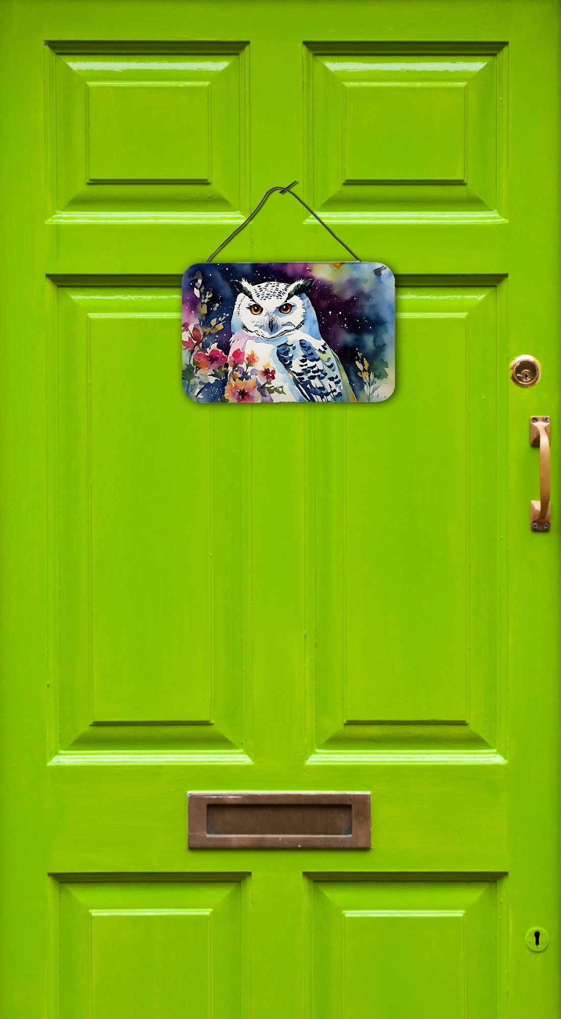 NEW Snowy Owl Wall or Door Hanging Prints Aluminum Metal Sign Kitchen Wall Bar Bathroom Plaque Home Decor, 8HX12W, Multicolor