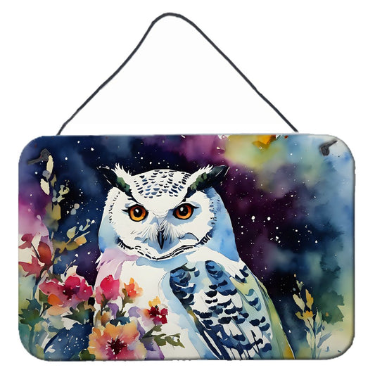 NEW Snowy Owl Wall or Door Hanging Prints Aluminum Metal Sign Kitchen Wall Bar Bathroom Plaque Home Decor, 8HX12W, Multicolor