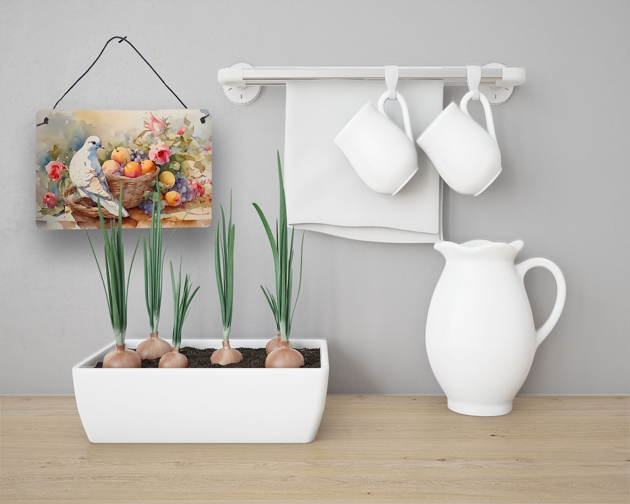 NEW Dove Wall or Door Hanging Prints Aluminum Metal Sign Kitchen Wall Bar Bathroom Plaque Home Decor, 8HX12W, Multicolor