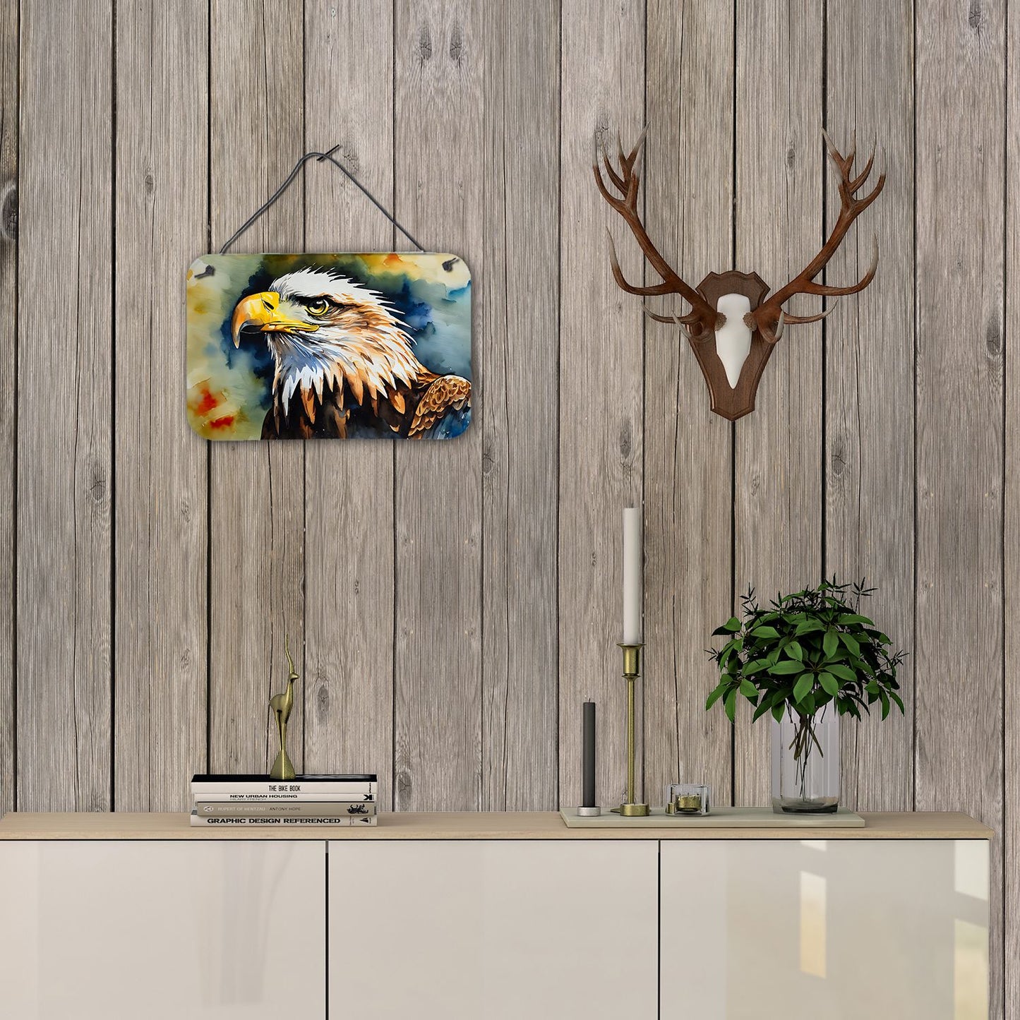 NEW Eagle Wall or Door Hanging Prints Aluminum Metal Sign Kitchen Wall Bar Bathroom Plaque Home Decor, 8HX12W, Multicolor