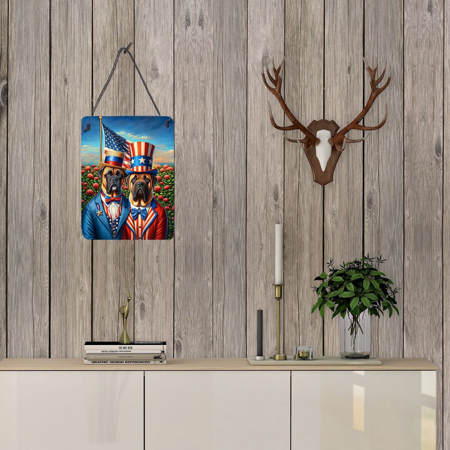 NEW All American Bullmastiff Wall or Door Hanging Prints Aluminum Metal Sign Kitchen Wall Bar Bathroom Plaque Home Decor Front Door Plaque, 12x16, Multicolor