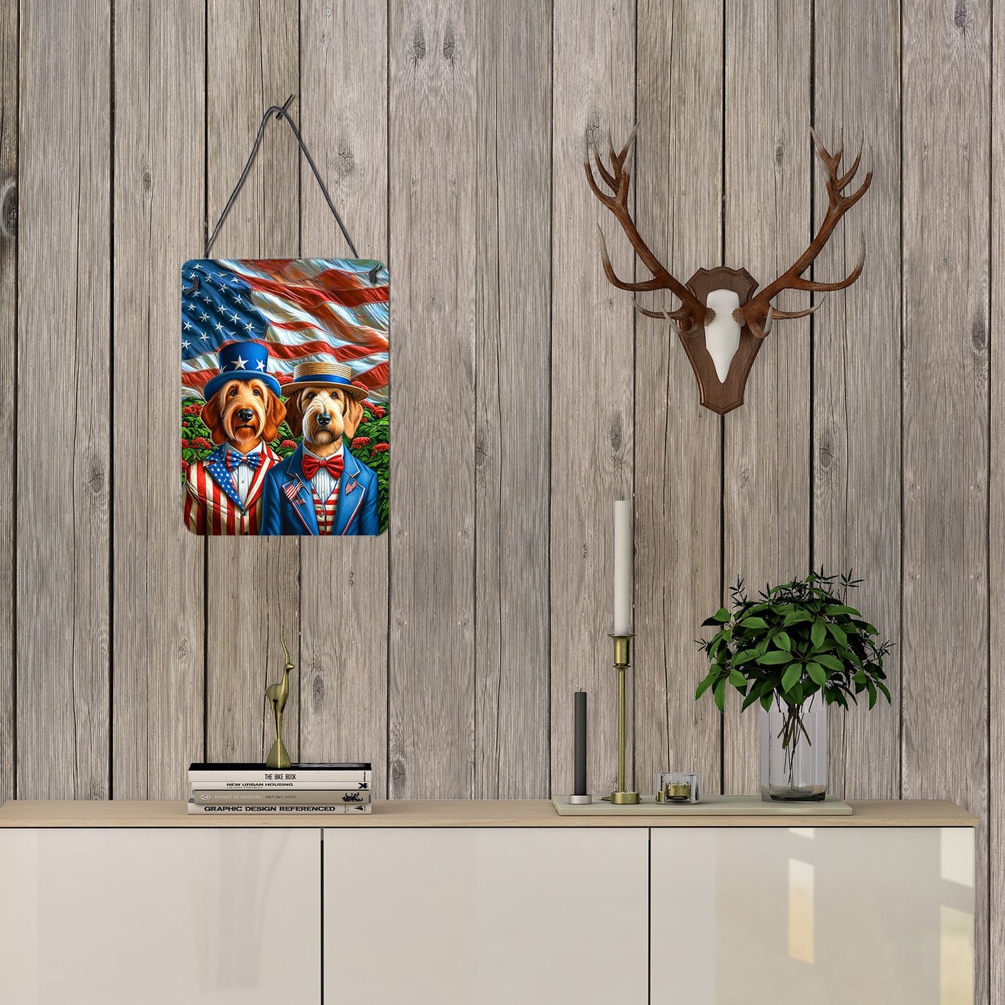 NEW All American Otterhound Wall or Door Hanging Prints Aluminum Metal Sign Kitchen Wall Bar Bathroom Plaque Home Decor Front Door Plaque, 12x16, Multicolor