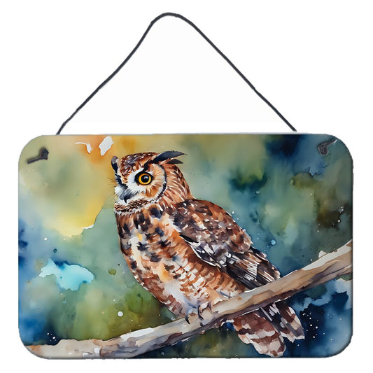 NEW Tawny Owl Wall or Door Hanging Prints Aluminum Metal Sign Kitchen Wall Bar Bathroom Plaque Home Decor, 8HX12W, Multicolor