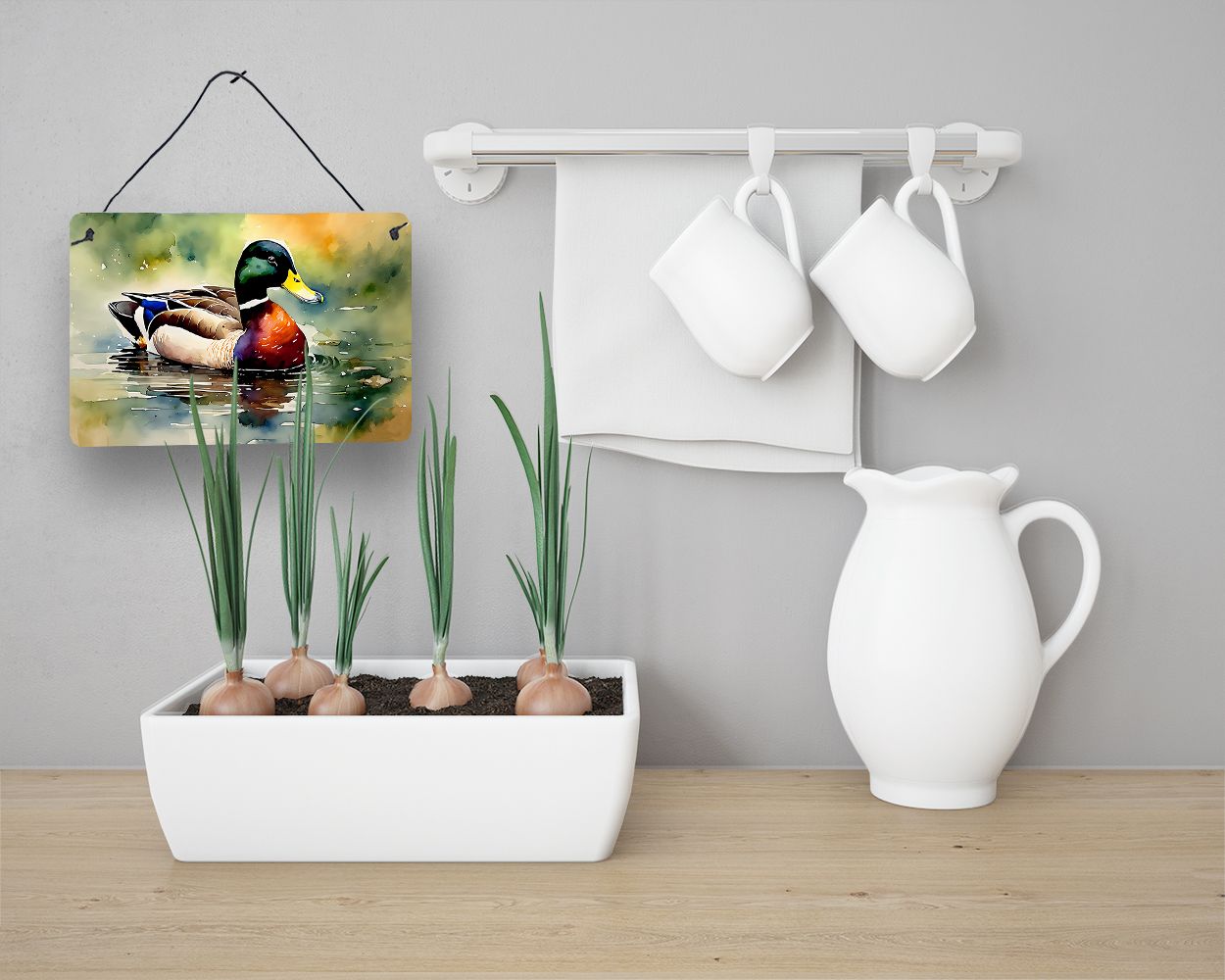 NEW Mallard Wall or Door Hanging Prints Aluminum Metal Sign Kitchen Wall Bar Bathroom Plaque Home Decor, 8HX12W, Multicolor