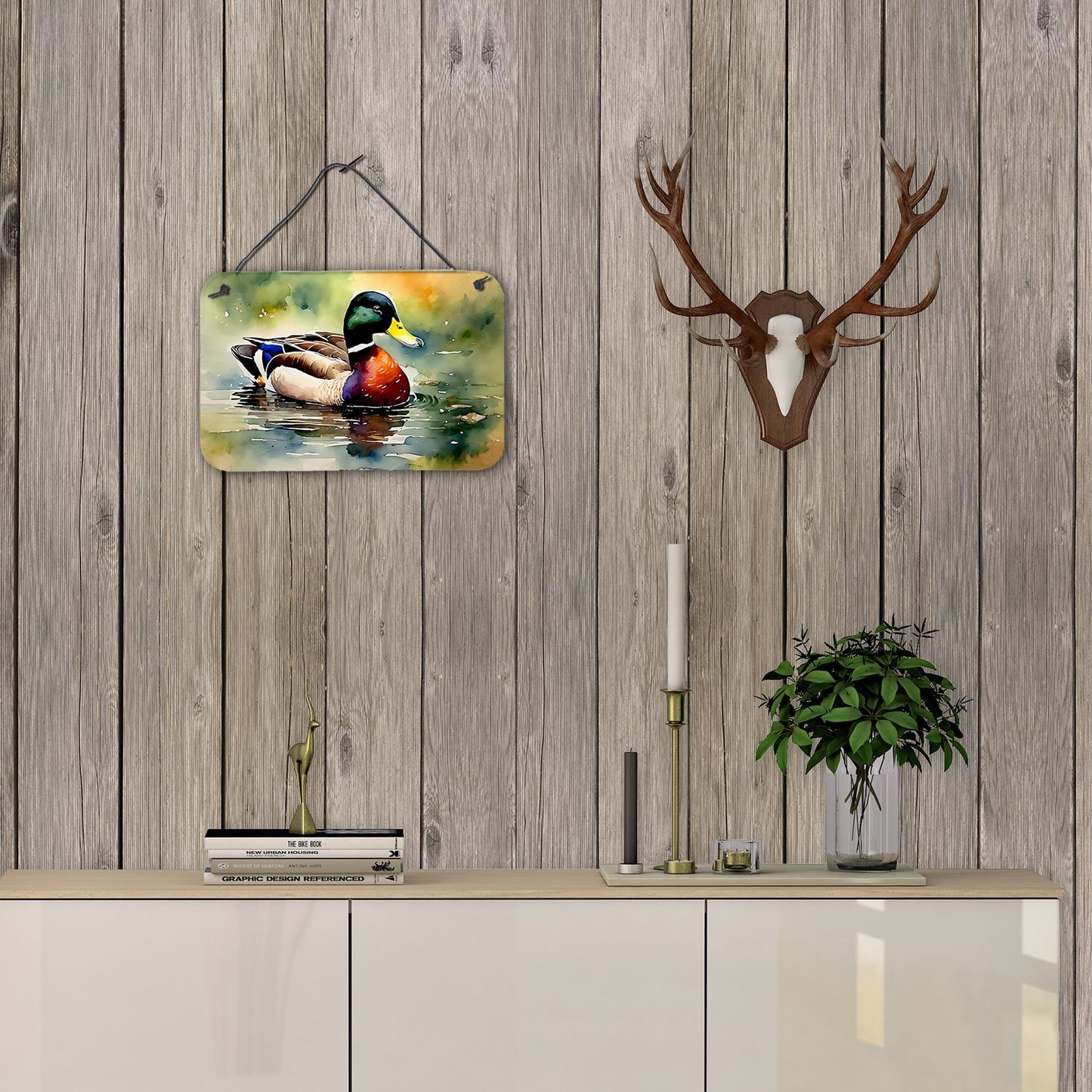 NEW Mallard Wall or Door Hanging Prints Aluminum Metal Sign Kitchen Wall Bar Bathroom Plaque Home Decor, 8HX12W, Multicolor