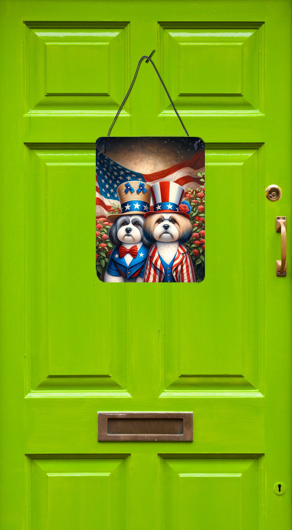 NEW All American Lhasa Apso Wall or Door Hanging Prints Aluminum Metal Sign Kitchen Wall Bar Bathroom Plaque Home Decor Front Door Plaque, 12x16, Multicolor