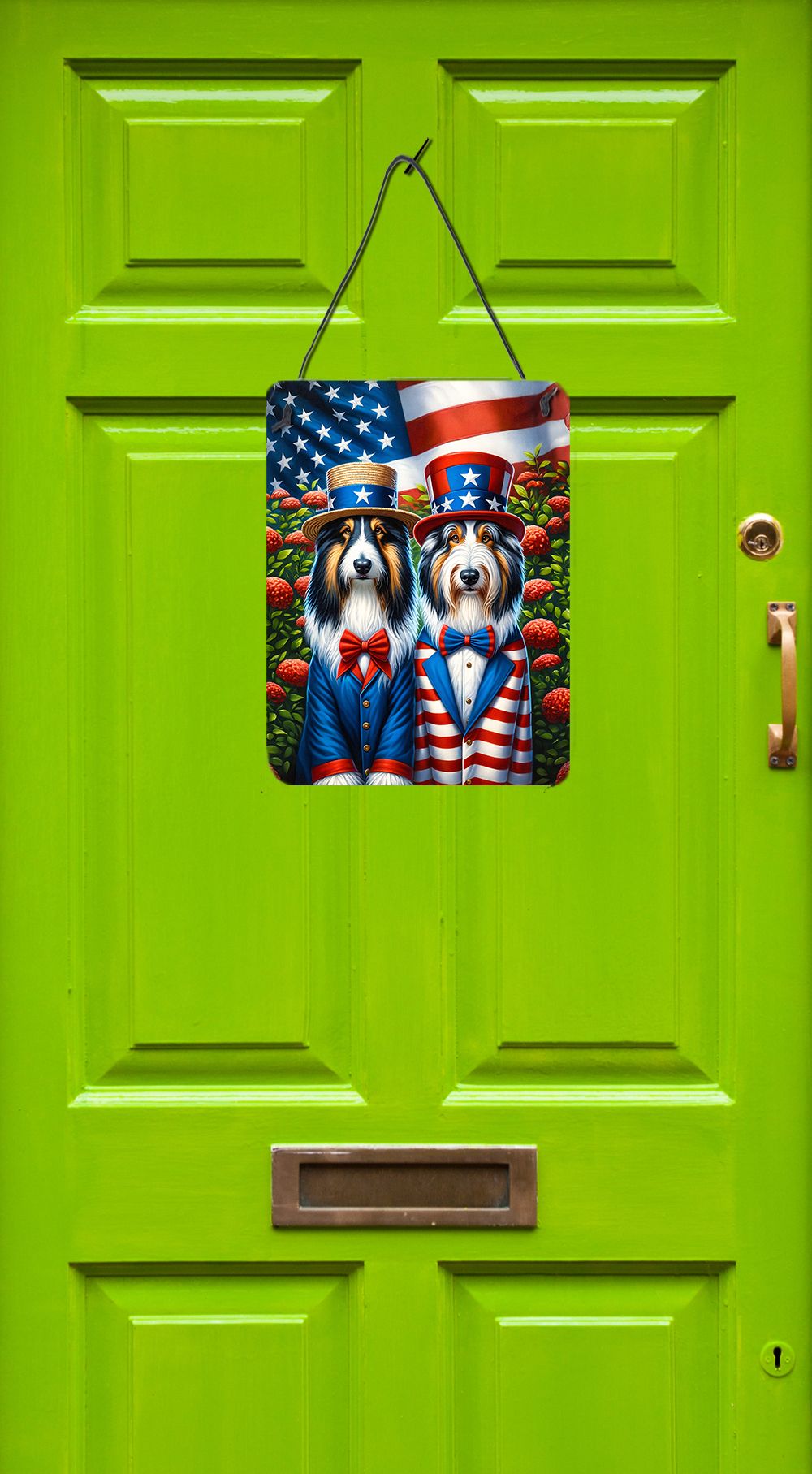 NEW All American Bearded Collie Wall or Door Hanging Prints Aluminum Metal Sign Kitchen Wall Bar Bathroom Plaque Home Decor Front Door Plaque, 12x16, Multicolor
