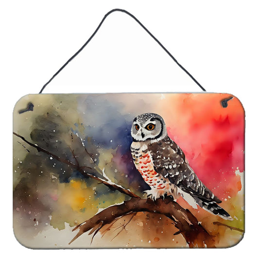 NEW Northern Hawk Owl Wall or Door Hanging Prints Aluminum Metal Sign Kitchen Wall Bar Bathroom Plaque Home Decor, 8HX12W, Multicolor