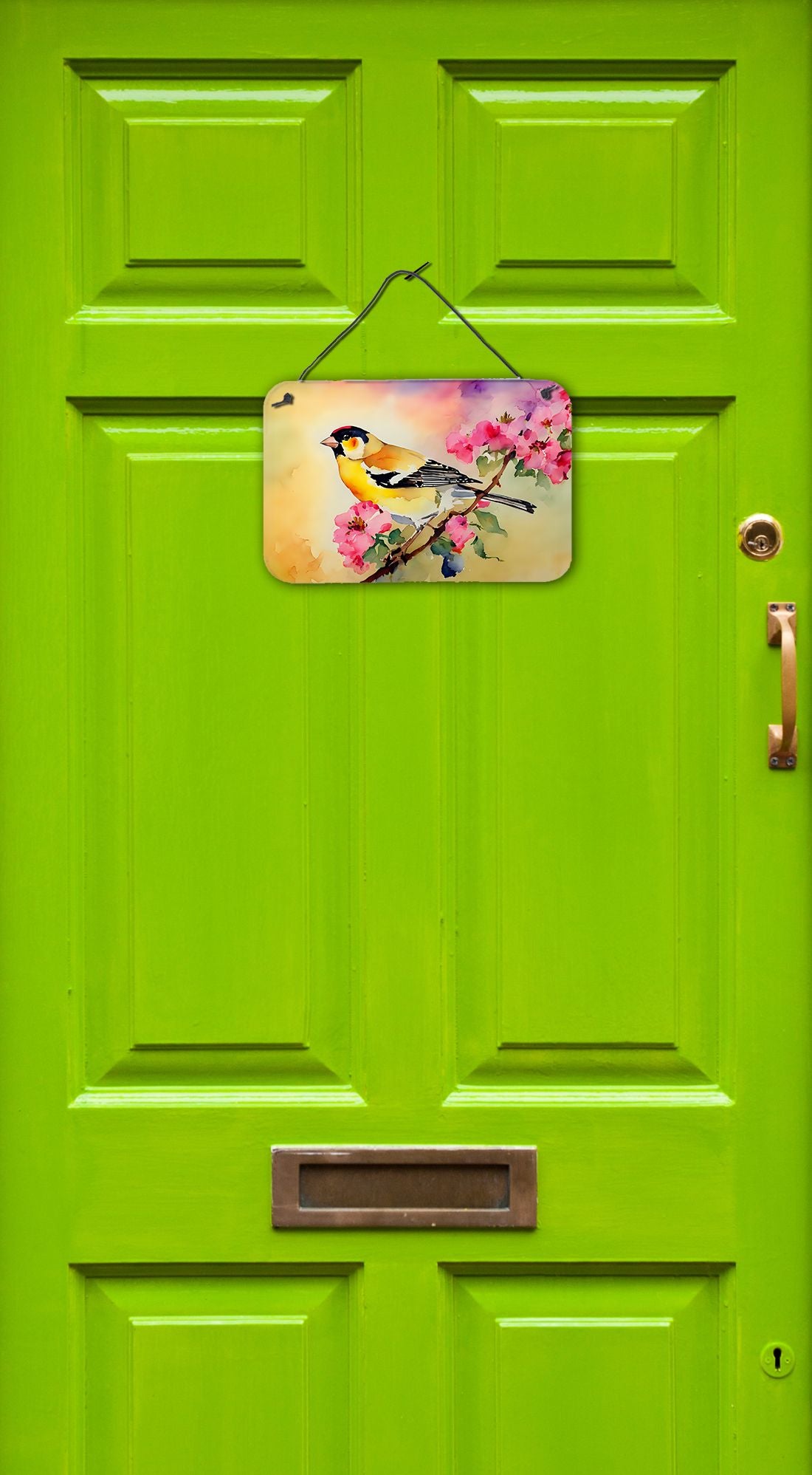 NEW Goldfinch Wall or Door Hanging Prints Aluminum Metal Sign Kitchen Wall Bar Bathroom Plaque Home Decor, 8HX12W, Multicolor