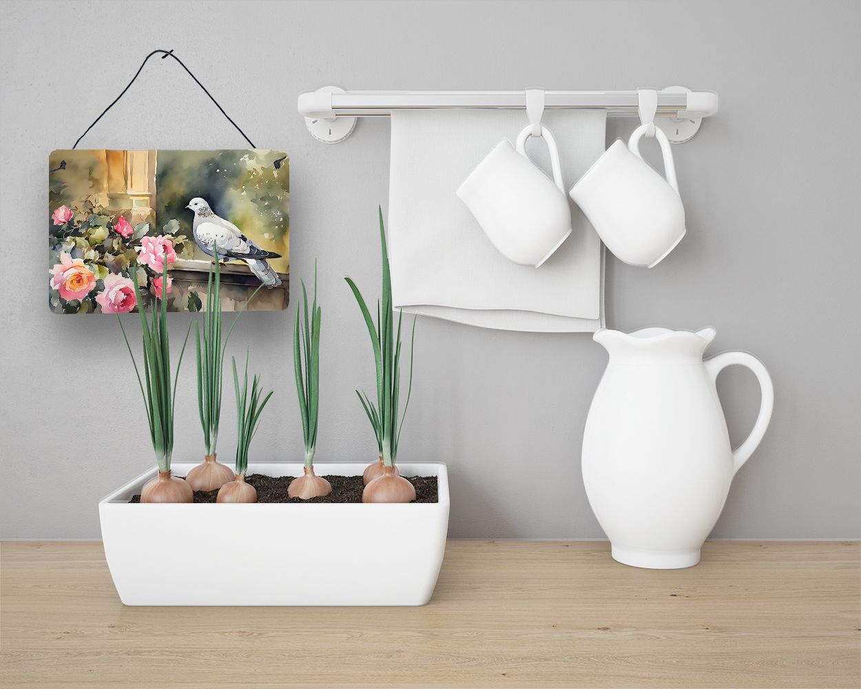 NEW Pigeon Wall or Door Hanging Prints Aluminum Metal Sign Kitchen Wall Bar Bathroom Plaque Home Decor, 8HX12W, Multicolor