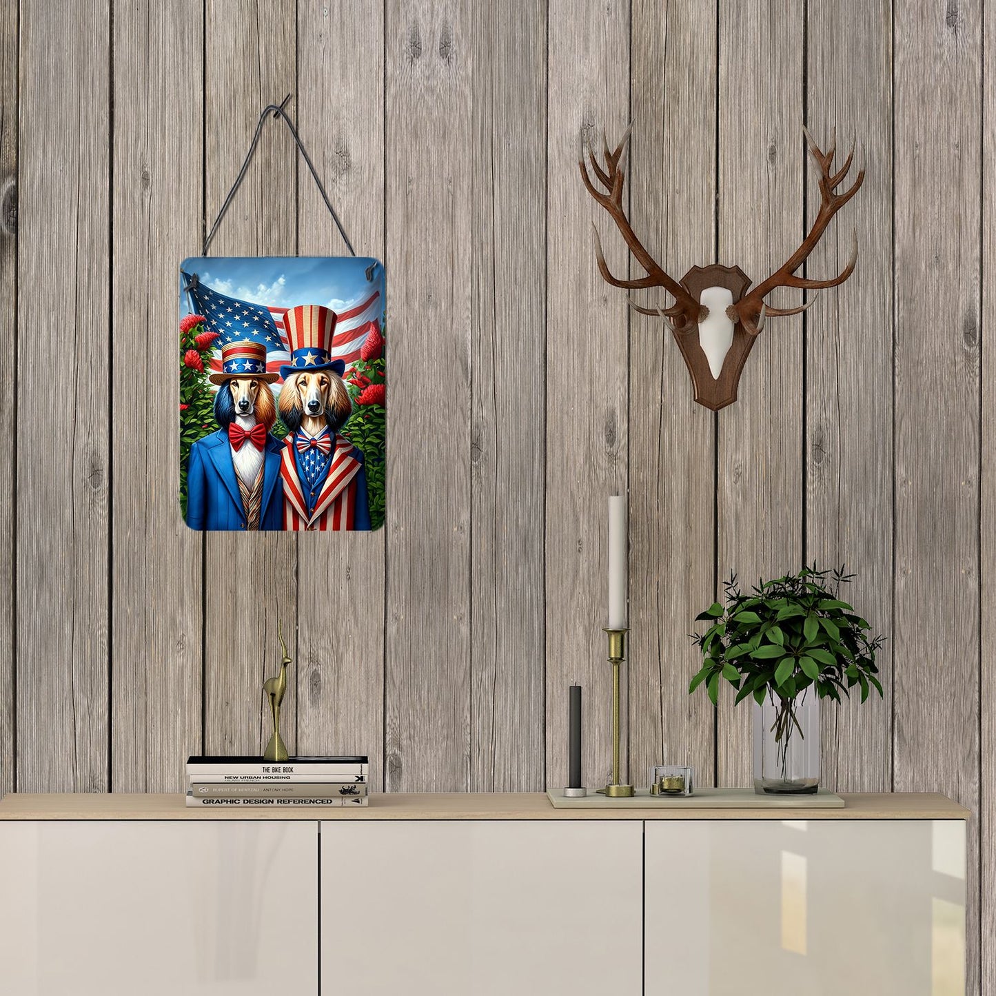 NEW All American Afghan Hound Wall or Door Hanging Prints Aluminum Metal Sign Kitchen Wall Bar Bathroom Plaque Home Decor Front Door Plaque, 12x16, Multicolor