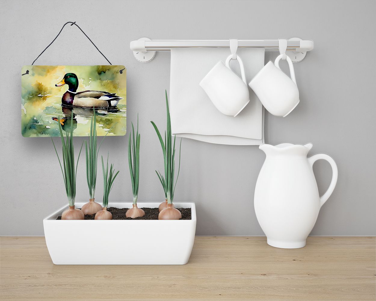 NEW Mallard Wall or Door Hanging Prints Aluminum Metal Sign Kitchen Wall Bar Bathroom Plaque Home Decor, 8HX12W, Multicolor