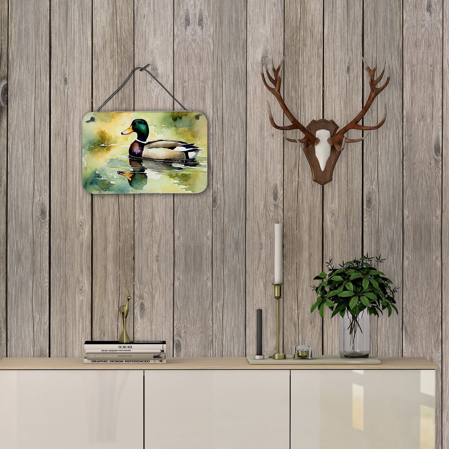 NEW Mallard Wall or Door Hanging Prints Aluminum Metal Sign Kitchen Wall Bar Bathroom Plaque Home Decor, 8HX12W, Multicolor