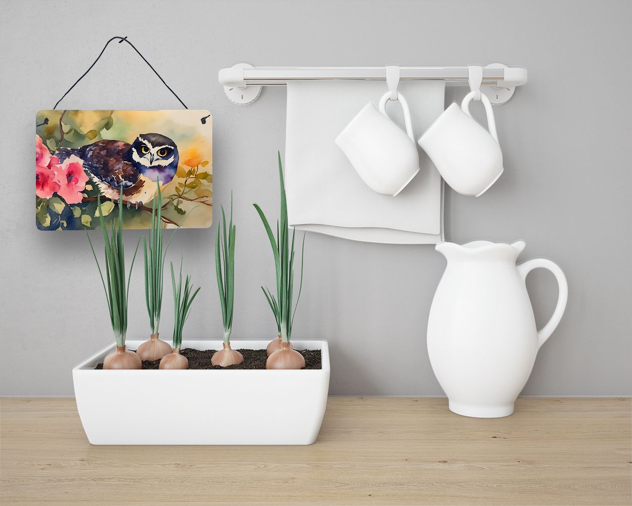 NEW Spectacled Owl Wall or Door Hanging Prints Aluminum Metal Sign Kitchen Wall Bar Bathroom Plaque Home Decor, 8HX12W, Multicolor