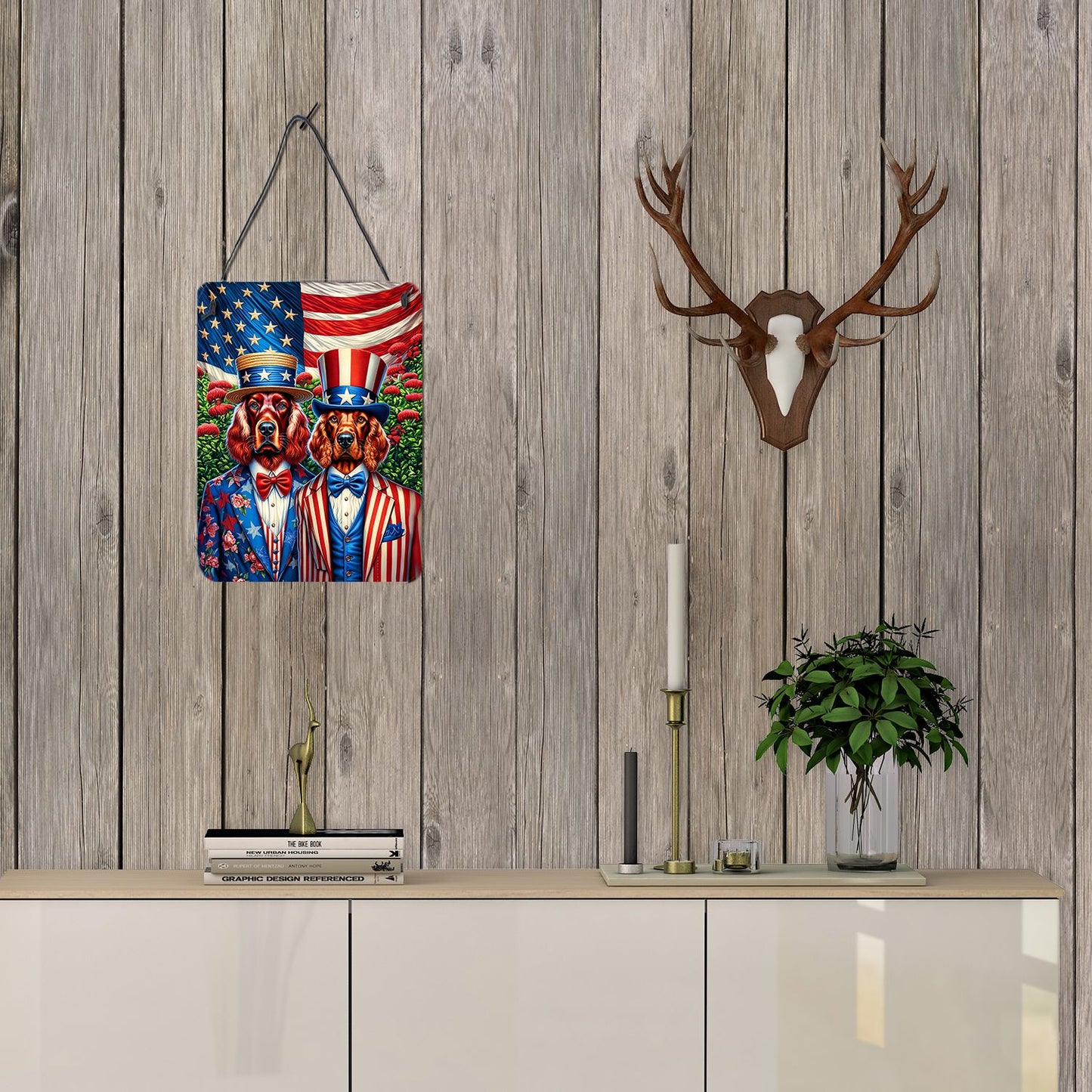 NEW All American Irish Setter Wall or Door Hanging Prints Aluminum Metal Sign Kitchen Wall Bar Bathroom Plaque Home Decor Front Door Plaque, 12x16, Multicolor