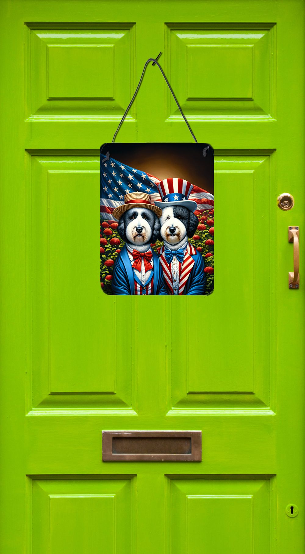 NEW All American Old English Sheepdog Wall or Door Hanging Prints Aluminum Metal Sign Kitchen Wall Bar Bathroom Plaque Home Decor Front Door Plaque, 12x16, Multicolor