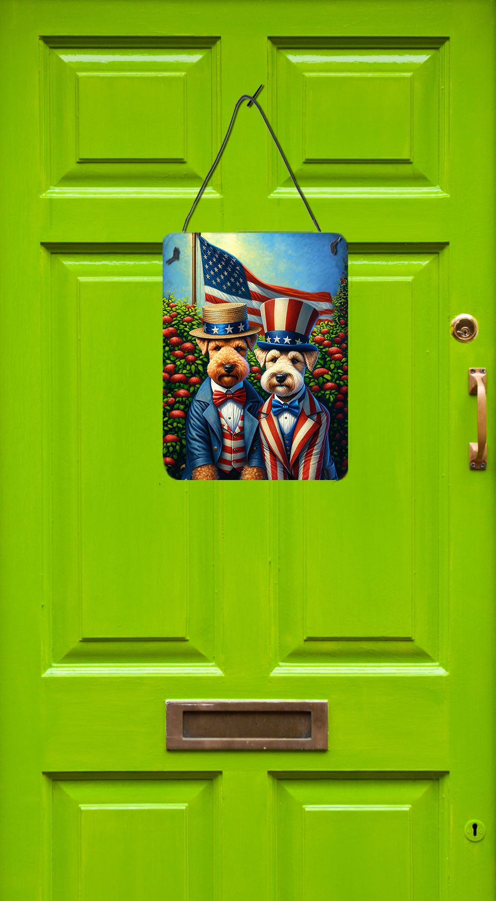 NEW All American Lakeland Terrier Wall or Door Hanging Prints Aluminum Metal Sign Kitchen Wall Bar Bathroom Plaque Home Decor Front Door Plaque, 12x16, Multicolor